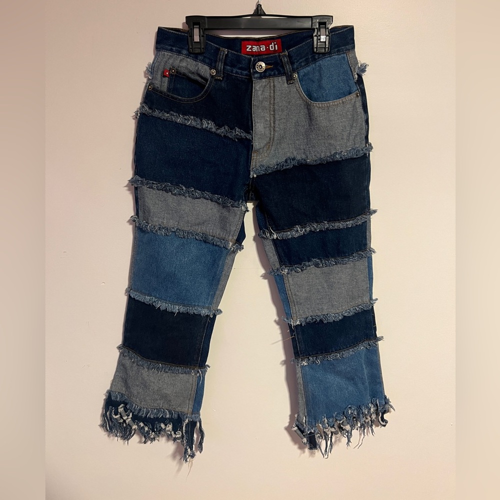 Zana Di women’s Multi-Blue Patchwork capri Jeans